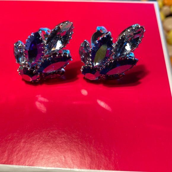 Stunning Sherman Clip On Assorted peacock Blue Earrings - Picture 6 of 8